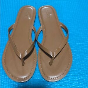 J. Crew Brown Leather Flip Flop Sandals